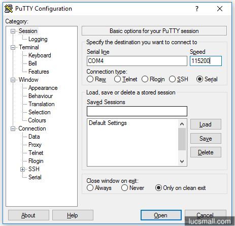 "PuTTY configuration for SSH"